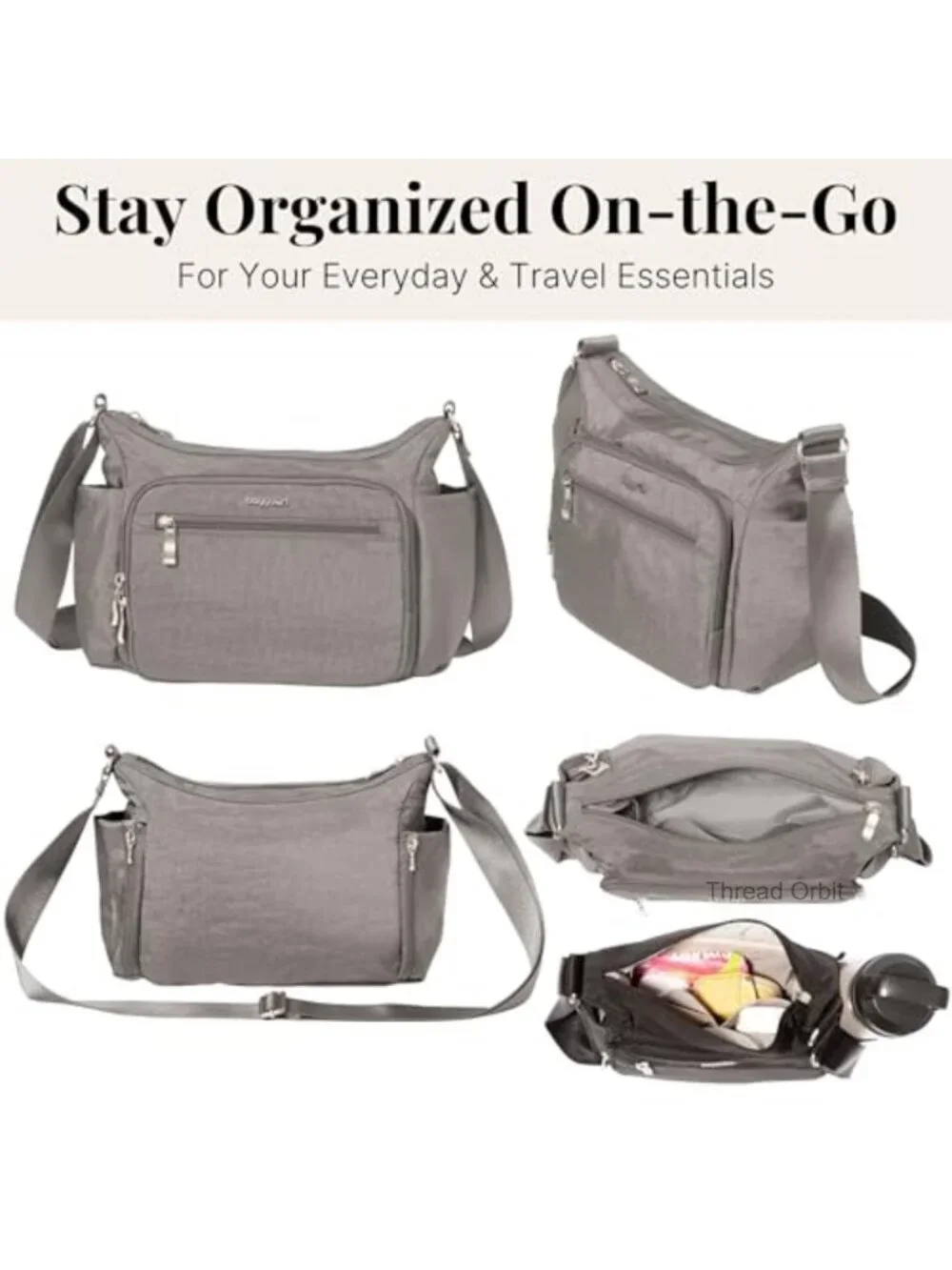 Nylon Hobo Crossbody Bag with RFID Protection